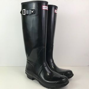 Hunter original rain boots tall black gloss sz 9